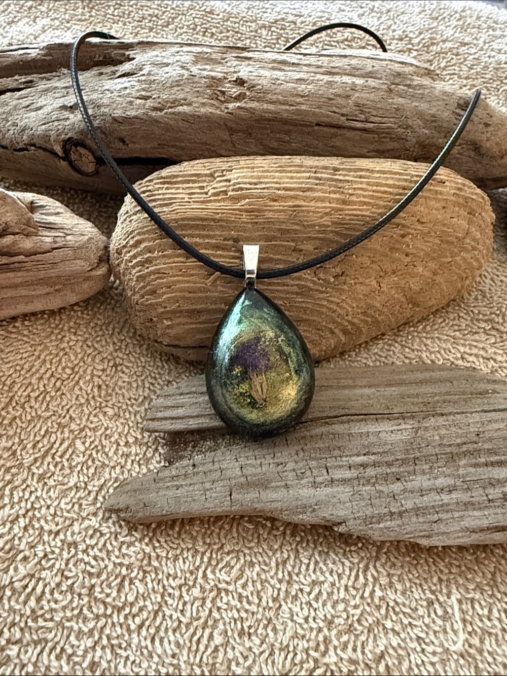 Handcrafted Brown and Gold Resin Pendant Necklace